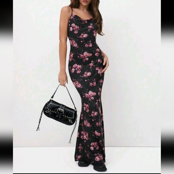 Floral Draped Neck Maxi Dress For Women - Picture 1 of 5